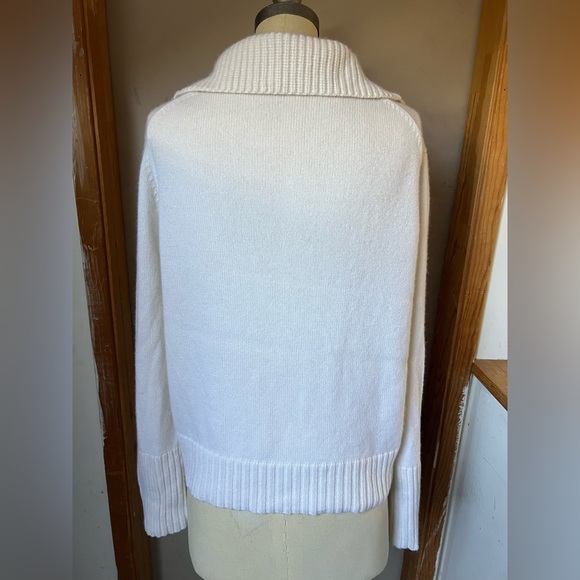 $425 Jenni Kayne Frances Polo Sweater in Ivory - Size L - Picture 6 of 9
